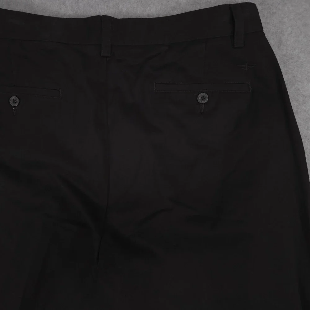 Dockers Mens 34x34 Black Classic Fit D3 Flat Front Chino Khaki Pants School Work